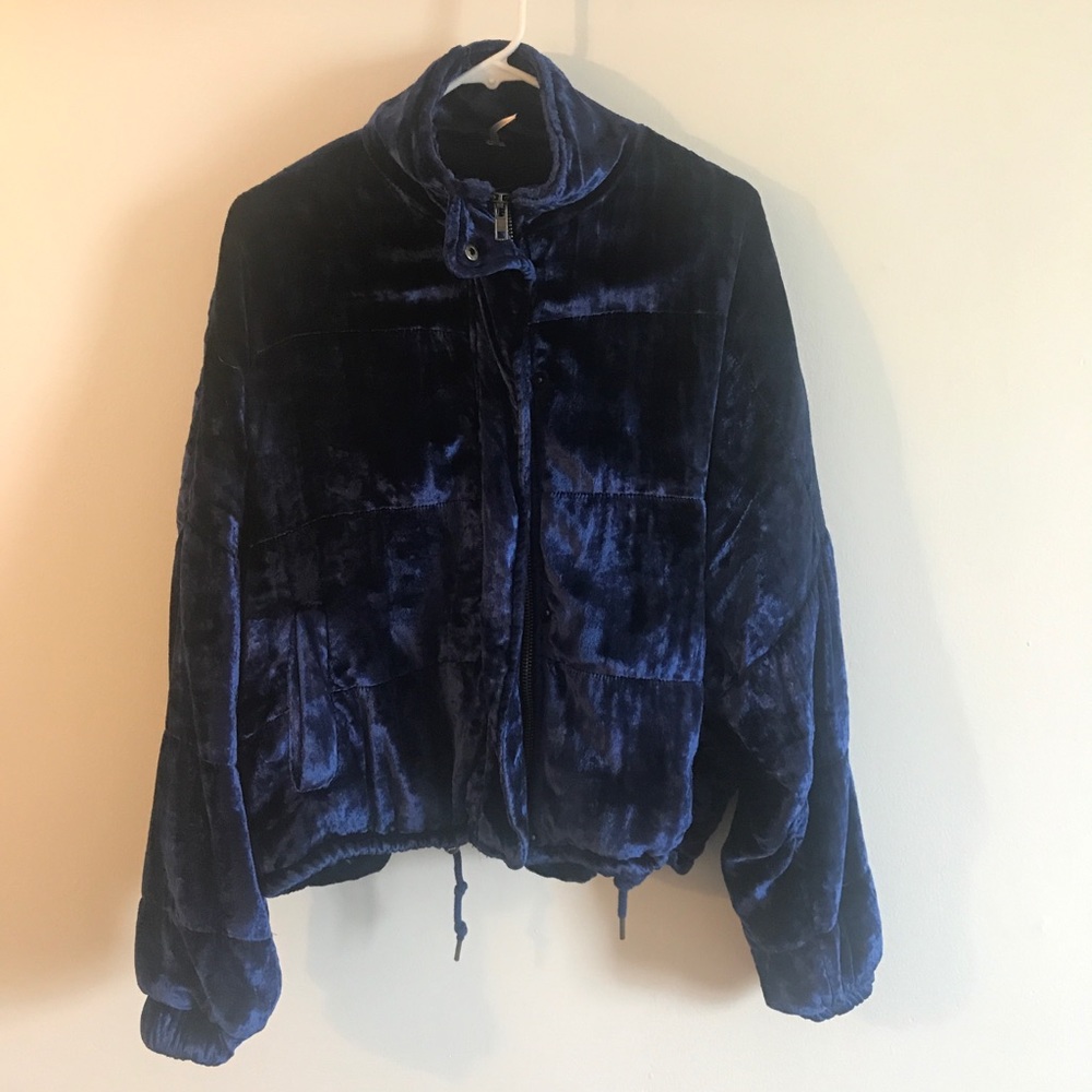 Velvet blue coat by free people